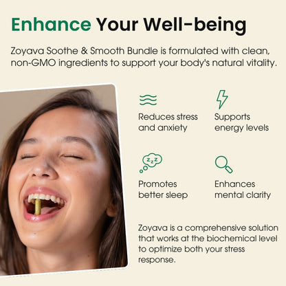Zoyava Soothe and Smooth Bundle: Cortisol 60 and Myo-Inositol 90 Capsules Supplement Bundle