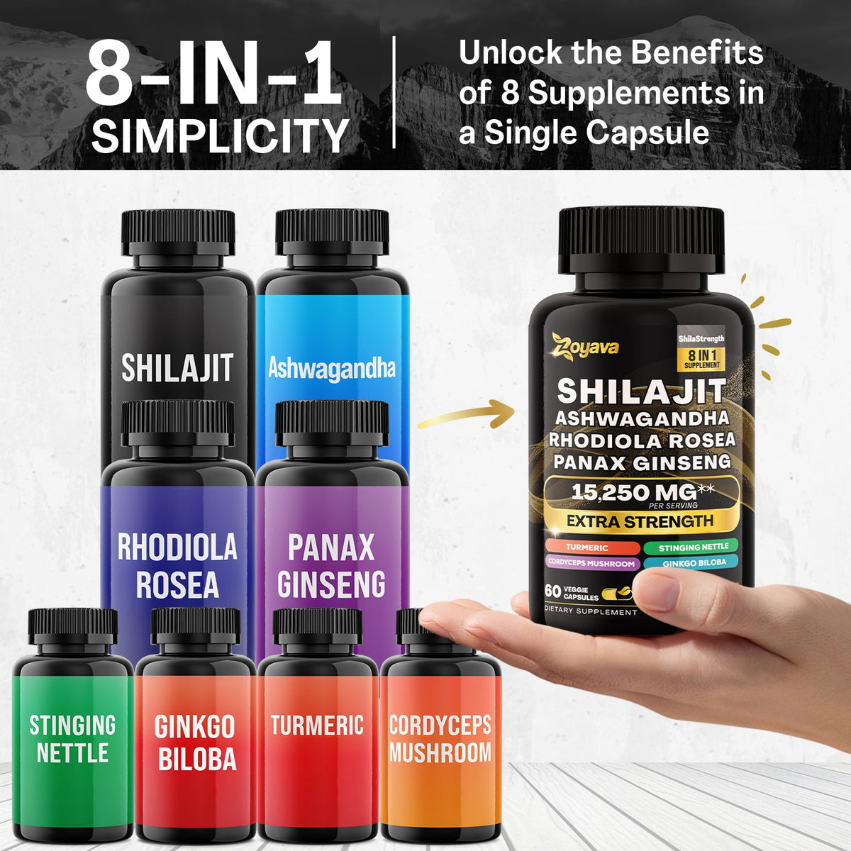 Elevate Your Vitality & Wellness: Shilajit Power ShilaStrength Blend (15,250MG) & Saffron ZestyZen Powerhouse (4,000MG)