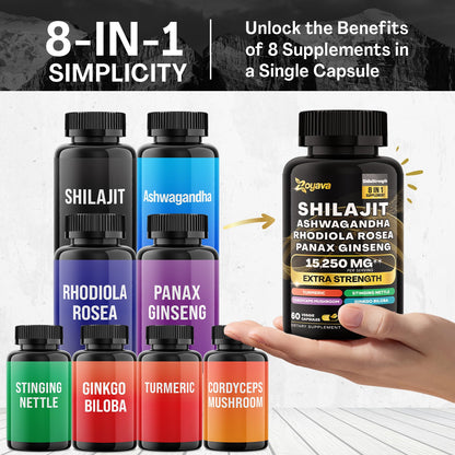 Powerful Duo for Immunity, Gut Health, and Vitality: Bovine Colostrum Capsules (5250MG) & Shilajit Power ShilaStrength Blend (15,250MG)