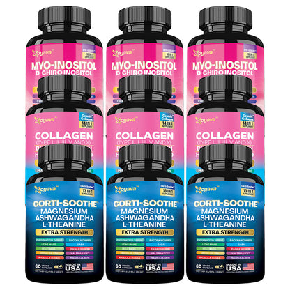 She Shines Set - Zoyava Ultimate Women's All-in-One Supplement with Corti-Soothe, Myo-Inositol, Collagen & Extra Strength Ingredients