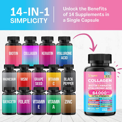 Radiant Vitality Duo: Highly Potent Bovine Colostrum Capsules (5250MG) & Cosmic Collagen Beauty Complex (64,000MCG)