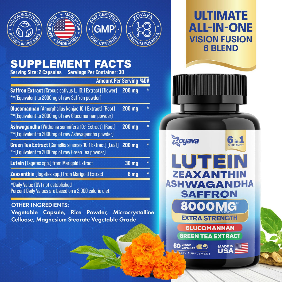 Ultimate Duo Shilajit Power ShilaStrength Blend - 15,250MGs and SightShield Lutein and Zeaxanthin Supplements 8000 MG