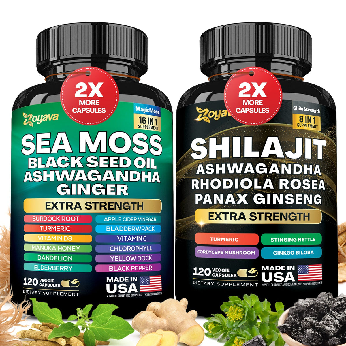 Dynamic Vitality Boost Duo: Sea Moss & Shilajit