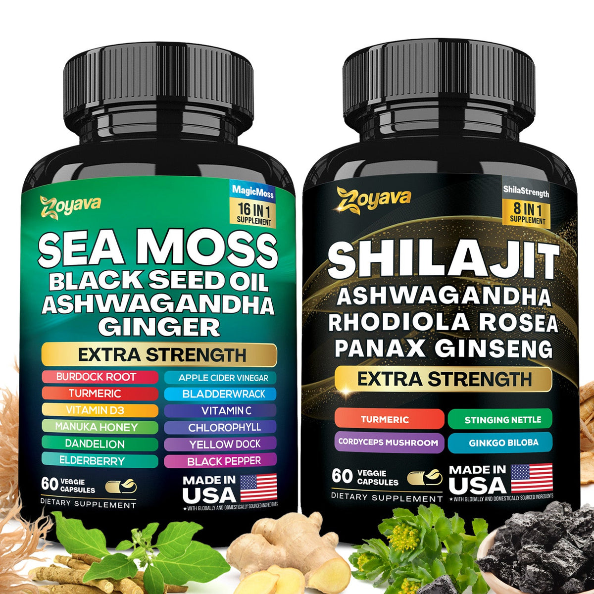 Dynamic Vitality Boost Duo: Sea Moss & Shilajit