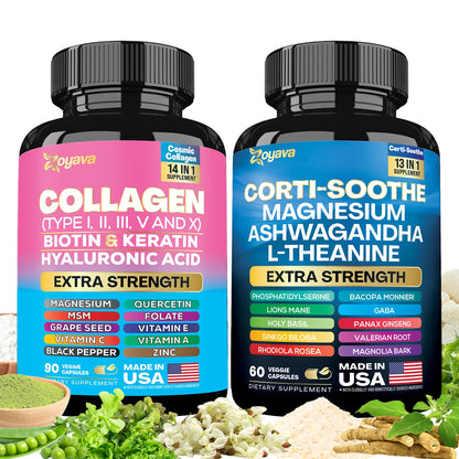 Shining Serenity Set - Corti-Soothe & Cosmic Collagen Bundle: Wellness & Beauty Supplements