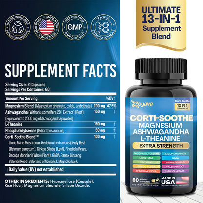 Ultimate Corti-Soothe Balance: Stress Relief, Calm, and Cognitive Boost - 60 Caps