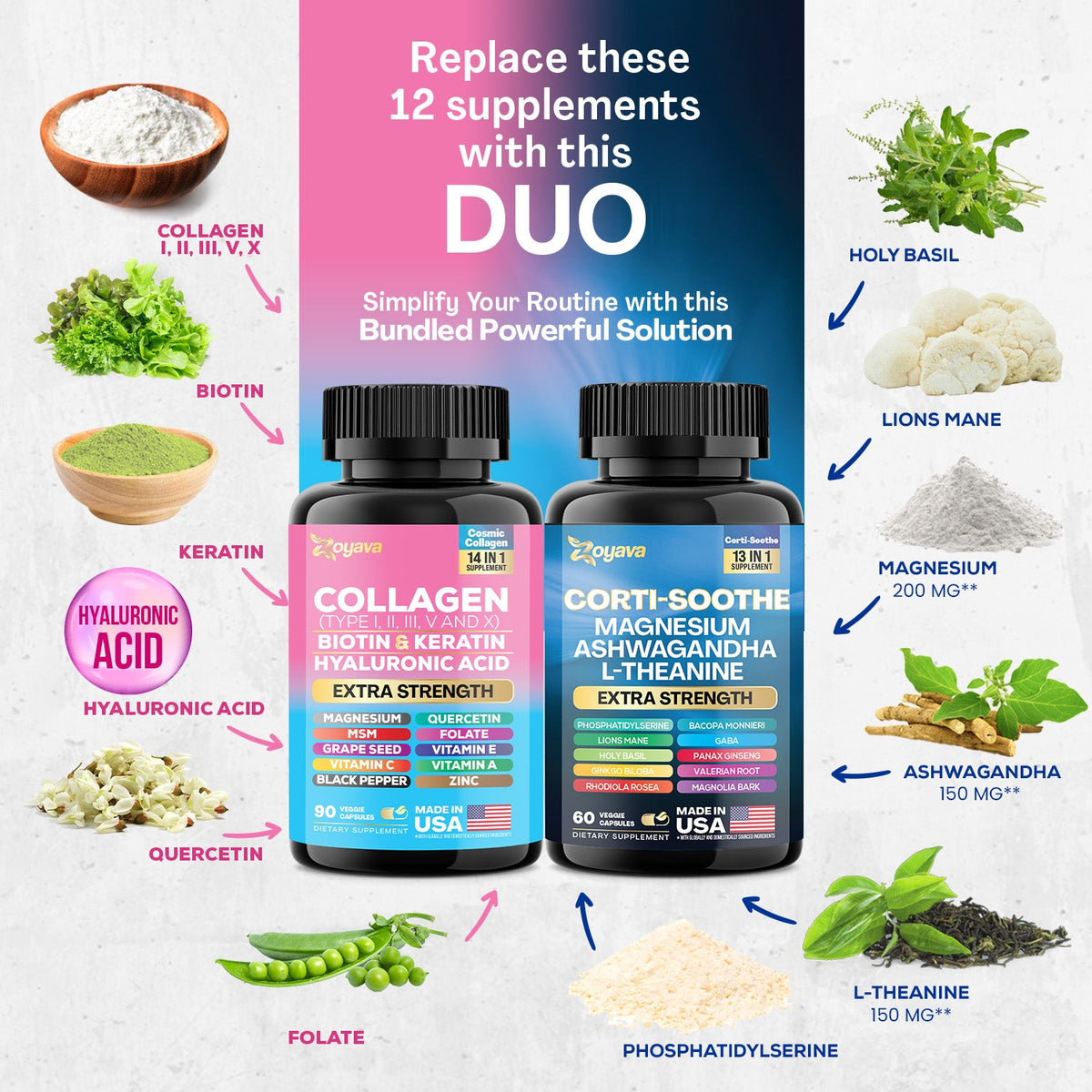 Shining Serenity Set - Corti-Soothe & Cosmic Collagen Bundle: Wellness & Beauty Supplements