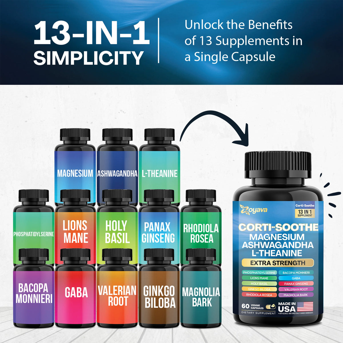 Ultimate Corti-Soothe Balance: Stress Relief, Calm, and Cognitive Boost - 60 Caps