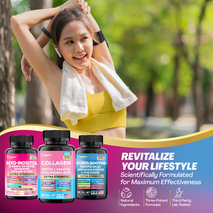She Shines Set - Zoyava Ultimate Women's All-in-One Supplement with Corti-Soothe, Myo-Inositol, Collagen & Extra Strength Ingredients
