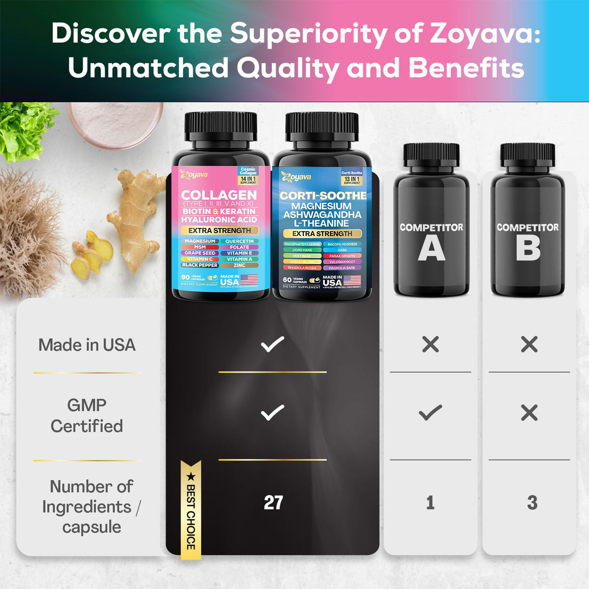 Shining Serenity Set - Corti-Soothe & Cosmic Collagen Bundle: Wellness & Beauty Supplements