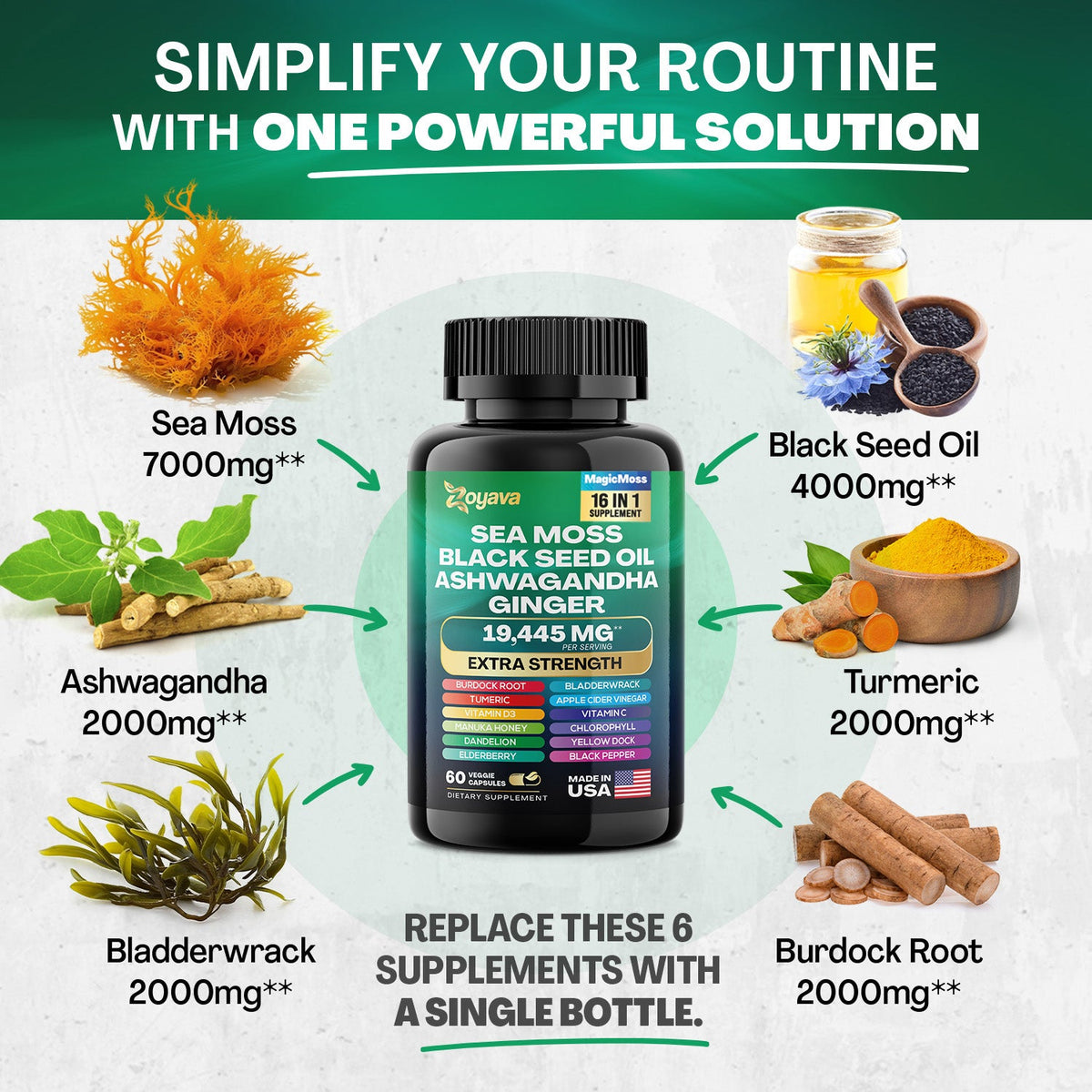 Vitality Fusion Duo: Highly Potent Bovine Colostrum Capsules 5250MG & Sea Moss 16-in-1 Magic Moss Super Blend Capsules 19,445MG