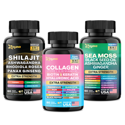 Vitality & Radiance Trio: Sea Moss Magic, Shilajit Power, & Cosmic Collagen Complex