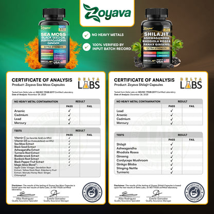 Vitality Boost Duo: Sea Moss 16-in-1 Magic Moss 180 Caps & Shilajit Power ShilaStrength Blend - Energize Your Life!