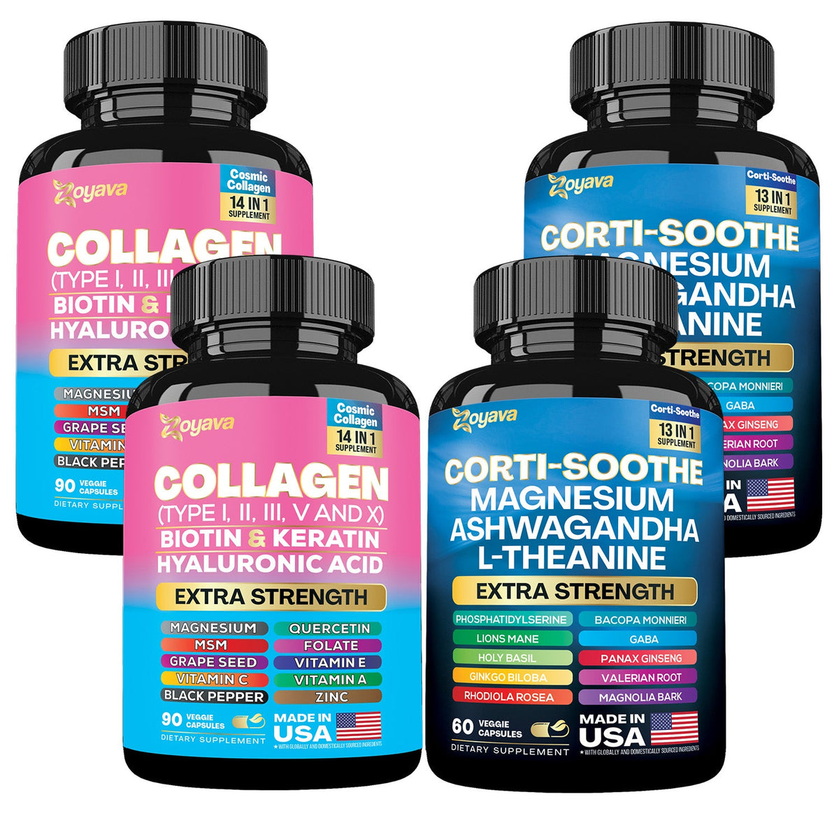 Shining Serenity Set - Corti-Soothe & Cosmic Collagen Bundle: Wellness & Beauty Supplements