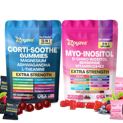Total Mind & Body Harmony Bundle – Myo-Harmony 16-in-1 + Ultimate Corti-Soothe Stress Relief – 150 Gummies