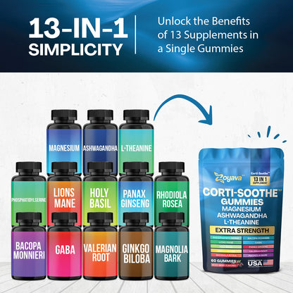 Ultimate Corti-Soothe Balance: Stress Relief, Calm, and Cognitive Boost - 60 Mixed Berry Gummies