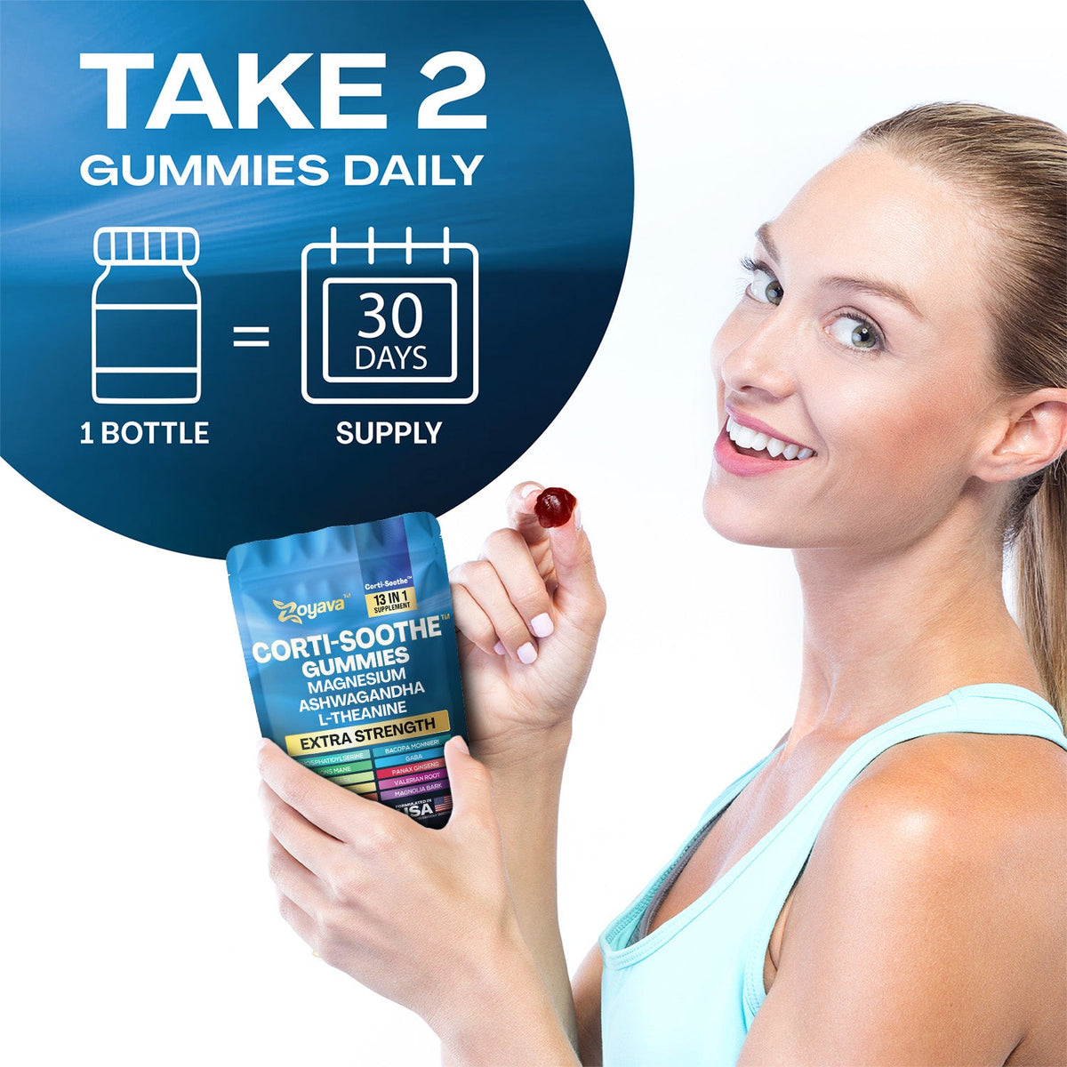 Ultimate Corti-Soothe Balance: Stress Relief, Calm, and Cognitive Boost - 60 Mixed Berry Gummies