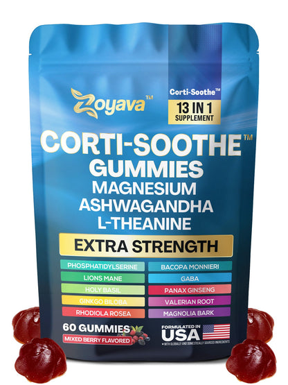 Ultimate Corti-Soothe Balance: Stress Relief, Calm, and Cognitive Boost - 60 Mixed Berry Gummies