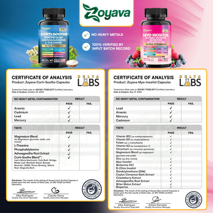 Zoyava Soothe and Smooth Bundle: Cortisol 60 and Myo-Inositol 90 Capsules Supplement Bundle