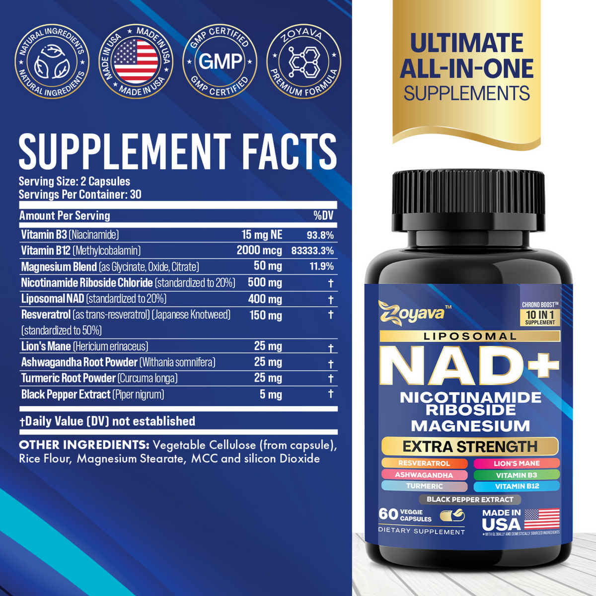 Vital Edge Set – Zoyava Men’s Peak Performance Trio with Shilajit, Sea Moss, NAD+ & Powerful Botanicals for Strength, Focus & Longevity