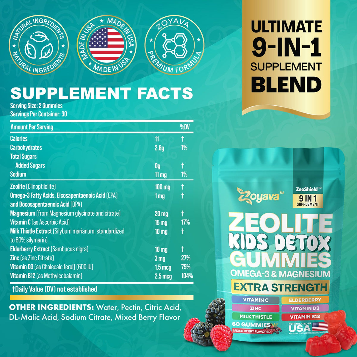 Zoyava ZeoShield™ Kids 9-in-1 Daily Gummy