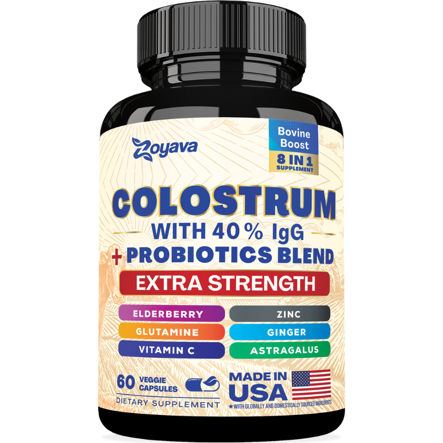 Highly Potent Bovine Colostrum Capsules - 5250 MG with 40% IgG & Probiotics for Immunity, Gut Health, and General Wellness