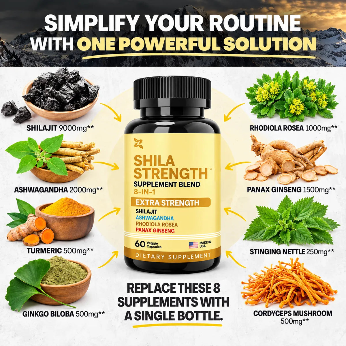 Shila Strength™ – 9000mg 8-in-1 Shilajit Energy & Vitality Formula