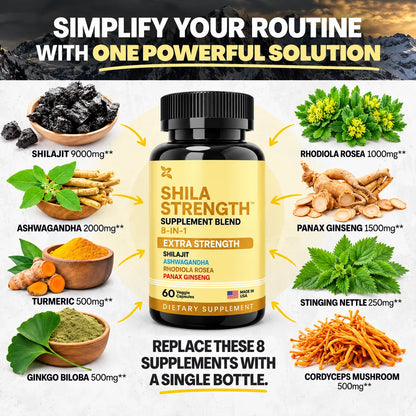 Shila Strength™ – 9000mg 8-in-1 Shilajit Energy & Vitality Formula